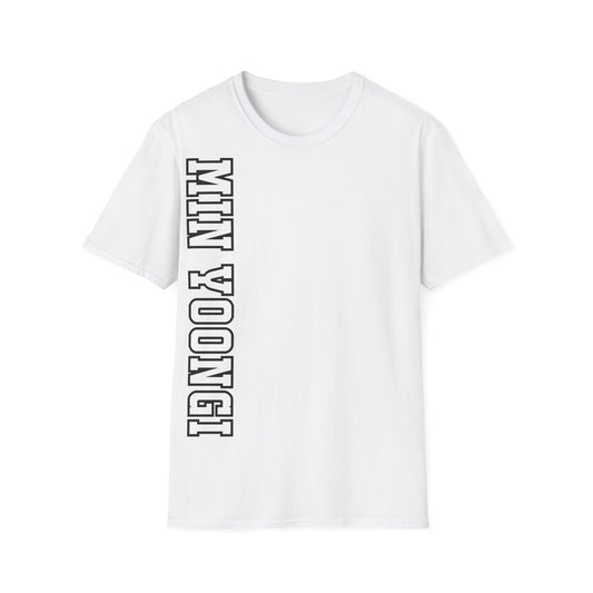 "MIN YOONGI" Varsity Vertical Name T-Shirt