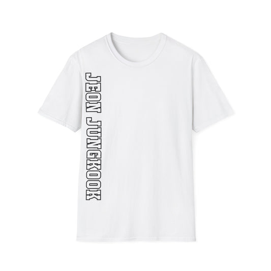 "JEON JUNGKOOK" Vertical Name Varsity T-Shirt