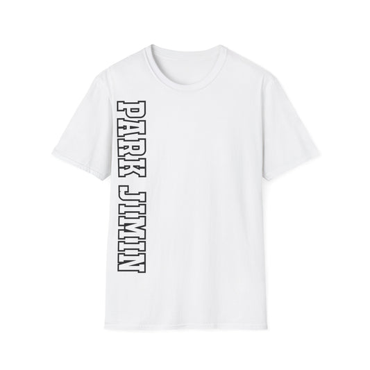 "PARK JIMIN" Varsity Vertical Name T-Shirt