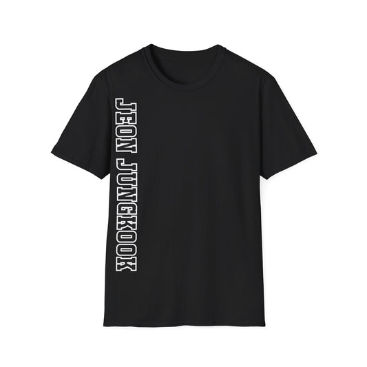 "JEON JUNGKOOK" Vertical Name Varsity T-Shirt