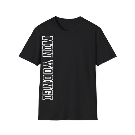 "MIN YOONGI" Varsity Vertical Name T-Shirt