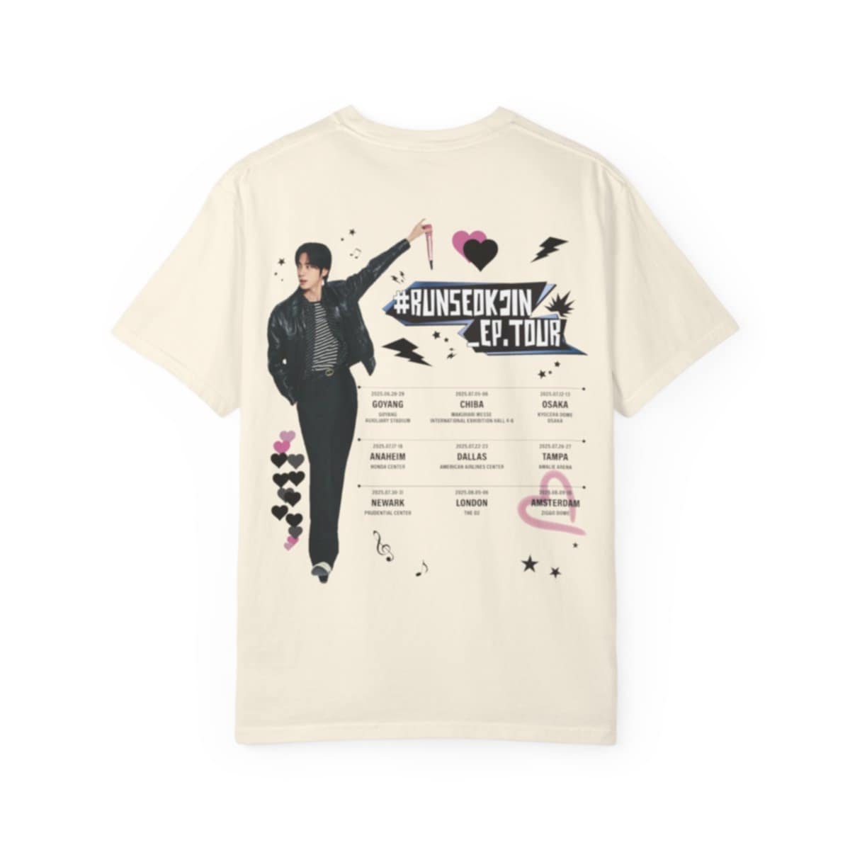 RUNSEOKJIN EP TOUR 2025 Cream graphic T-shirt